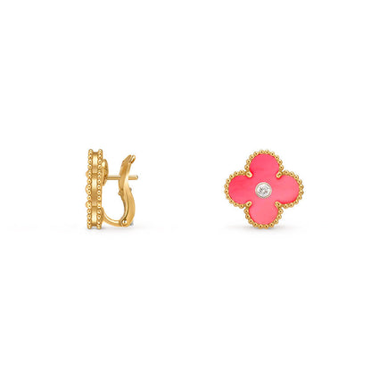 [Aetheris] 15MM KLEEBLÜTEN-OHRSTECKER DIAMANT-GOLD-KOLLEKTION