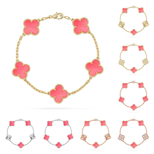 [Aetheris]LUCKY CLOVER 5-MOTIF BRACELET – KOLLEKTION ROSAFARBENES PERLMUTT