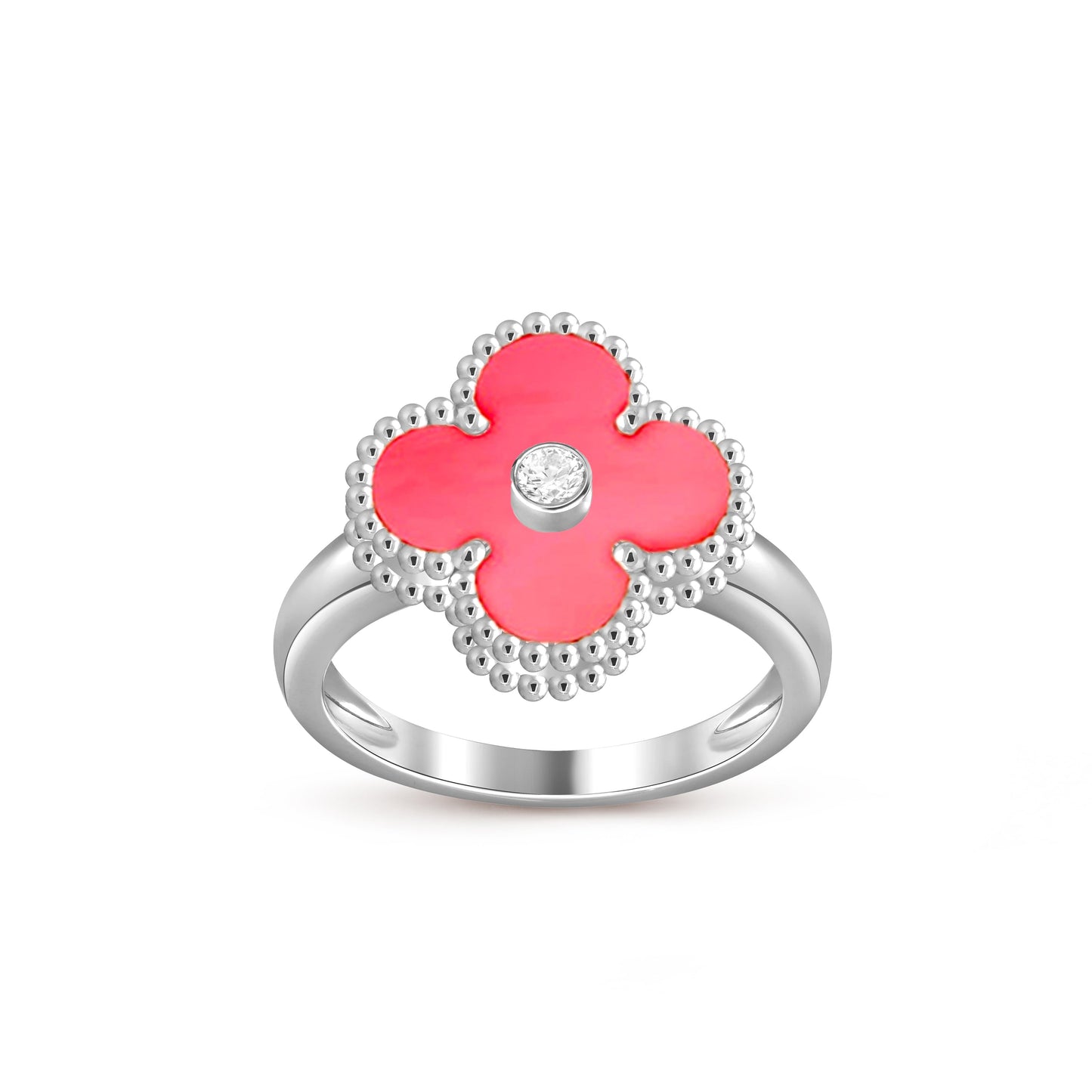 [Aetheris]LUCKY CLOVER DIAMOND-ACCENT WHITE GOLD RING COLLECTION