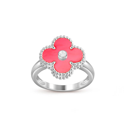 [Aetheris]LUCKY CLOVER DIAMOND-ACCENT WHITE GOLD RING COLLECTION