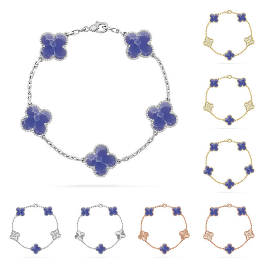 [Aetheris]LUCKY CLOVER 5-MOTIF BRACELET - BLUE LARIMAR COLLECTION