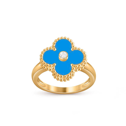 [Aetheris]LUCKY CLOVER DIAMOND-ACCENT GOLD RING COLLECTION