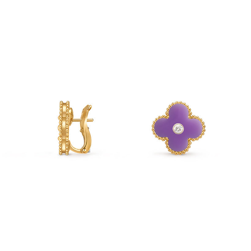 [Aetheris] 15MM KLEEBLÜTEN-OHRSTECKER DIAMANT-GOLD-KOLLEKTION
