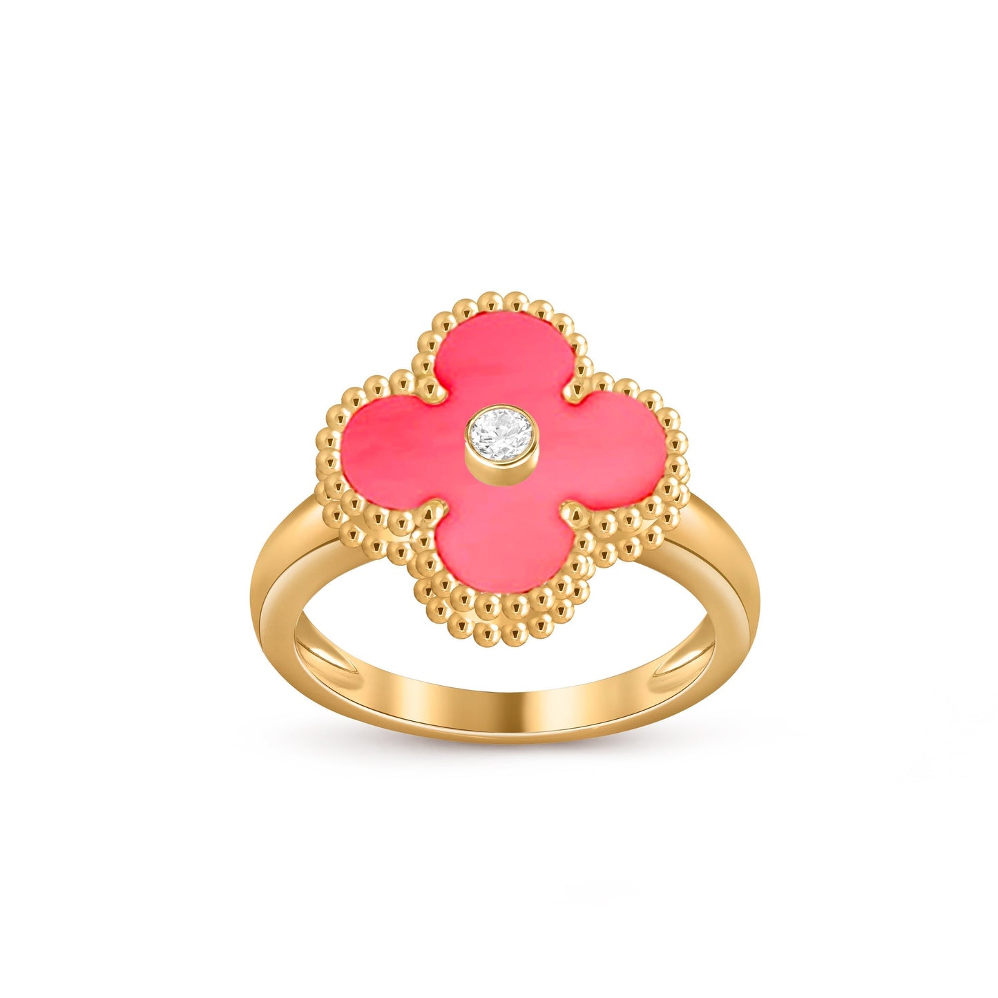 [Aetheris]LUCKY CLOVER DIAMOND-ACCENT GOLD RING COLLECTION