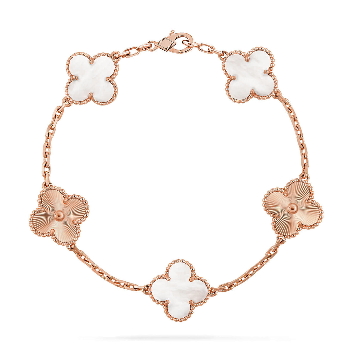 [Aetheris]LUCKY CLOVER 5-MOTIF BRACELET - WHITE MOTHER-OF-PEARL COLLECTION
