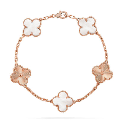 [Aetheris]LUCKY CLOVER 5-MOTIF BRACELET - WHITE MOTHER-OF-PEARL COLLECTION
