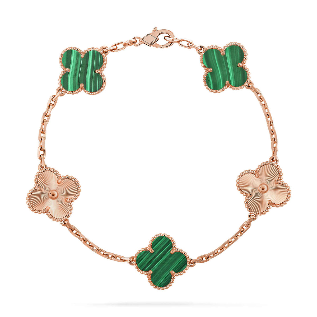 [Aetheris]LUCKY CLOVER 5-MOTIF BRACELET - MALACHITE COLLECTION