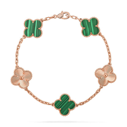 [Aetheris]LUCKY CLOVER 5-MOTIF BRACELET - MALACHITE COLLECTION