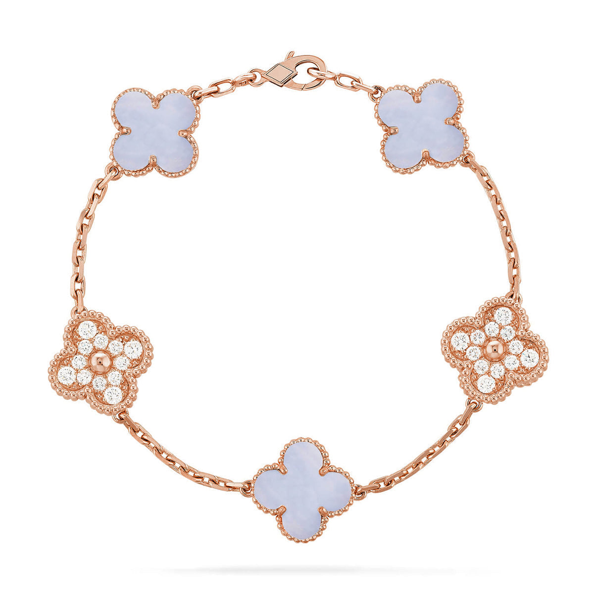 [Aetheris] LUCKY CLOVER 5-MOTIV-ARMREIF - PURPUR CHALCEDON KOLLEKTION