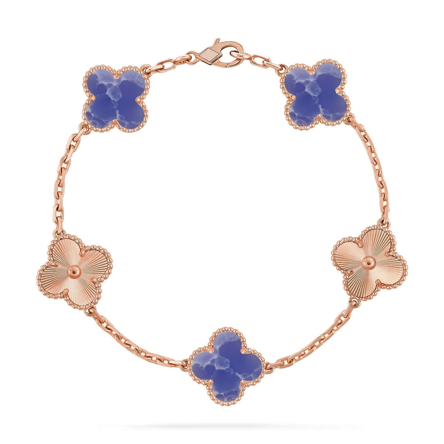 [Aetheris]LUCKY CLOVER 5-MOTIF ARMBAND - BLAUE LARIMAR KOLLEKTION