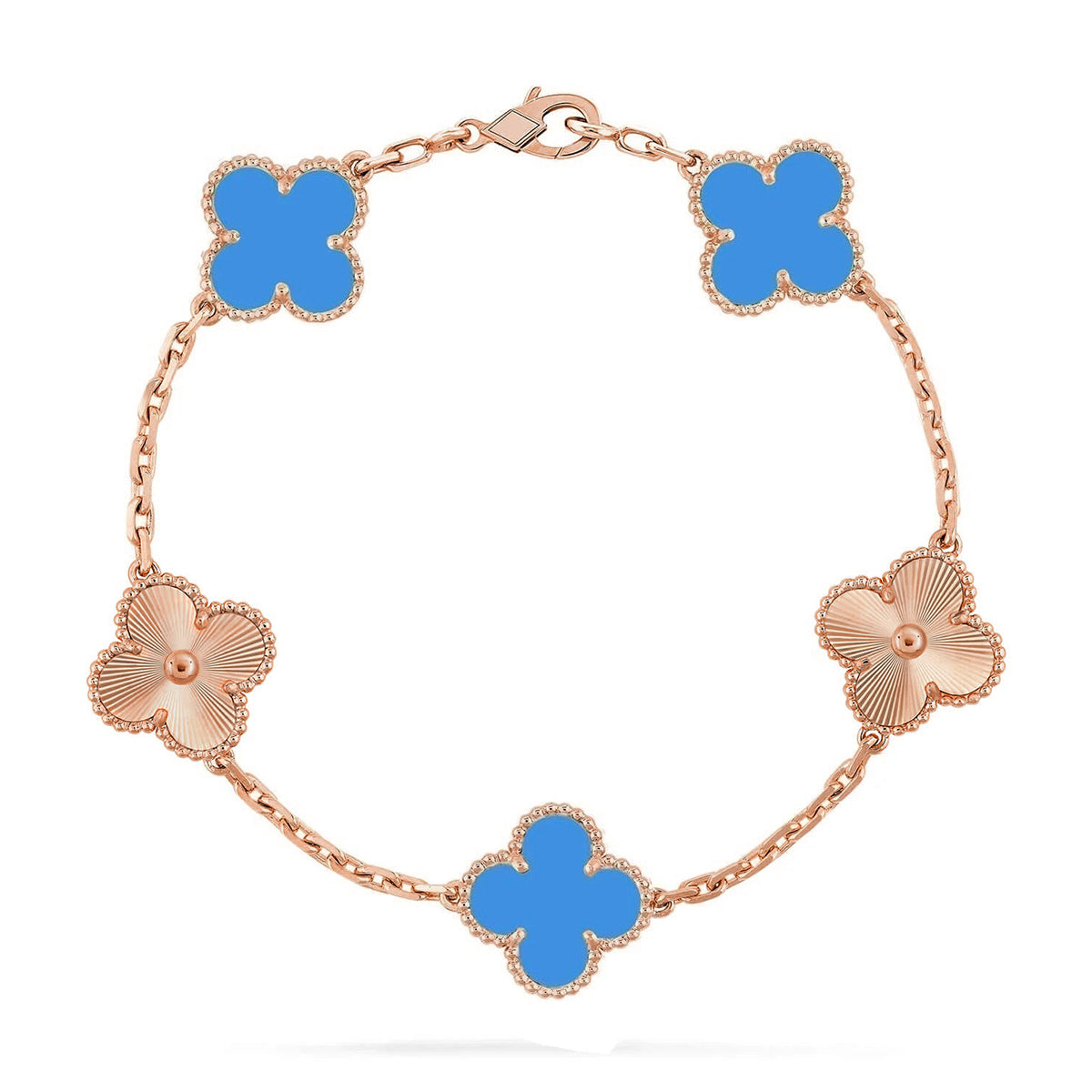 [Aetheris]GLÜCKKLEE-ARMBAND MIT 5 MOTIVEN – BLAUE-ACHAT-KOLLEKTION