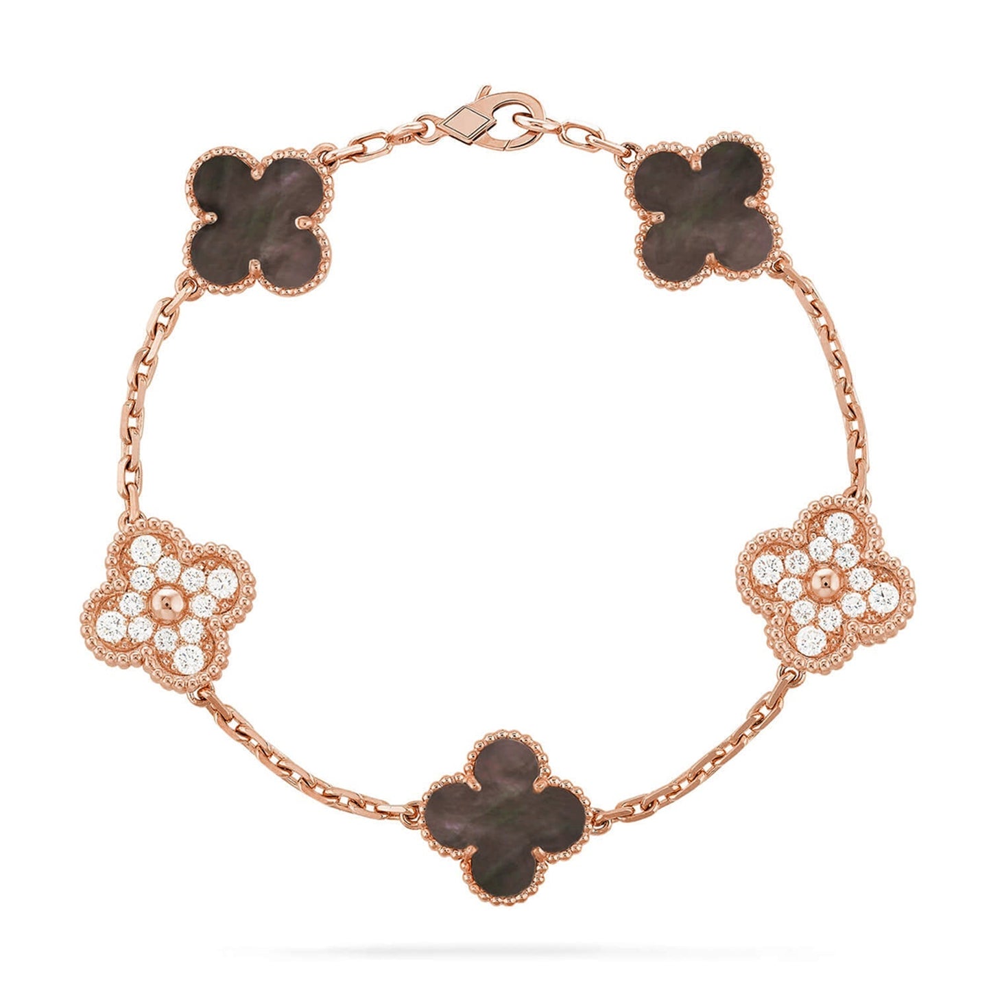 [Aetheris]LUCKY CLOVER 5-MOTIV-ARMBAND – KOLLEKTION GRAUES PERLMUTT