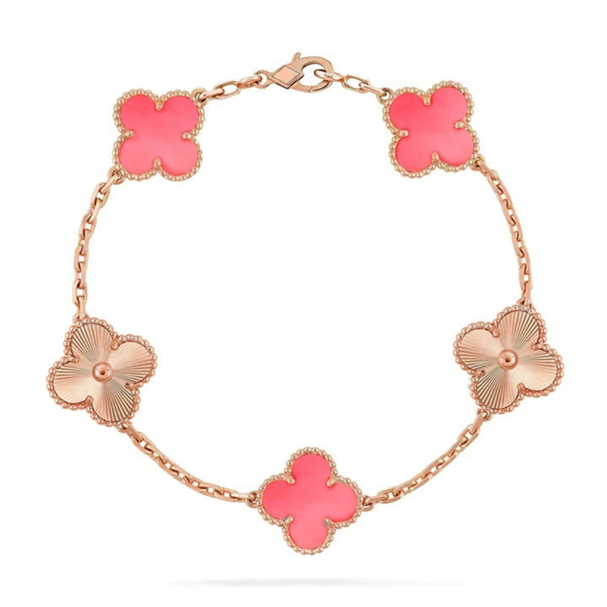 [Aetheris]LUCKY CLOVER 5-MOTIF BRACELET – KOLLEKTION ROSAFARBENES PERLMUTT