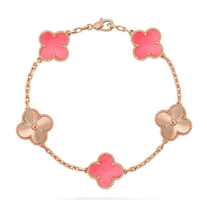 [Aetheris]LUCKY CLOVER 5-MOTIF BRACELET – KOLLEKTION ROSAFARBENES PERLMUTT