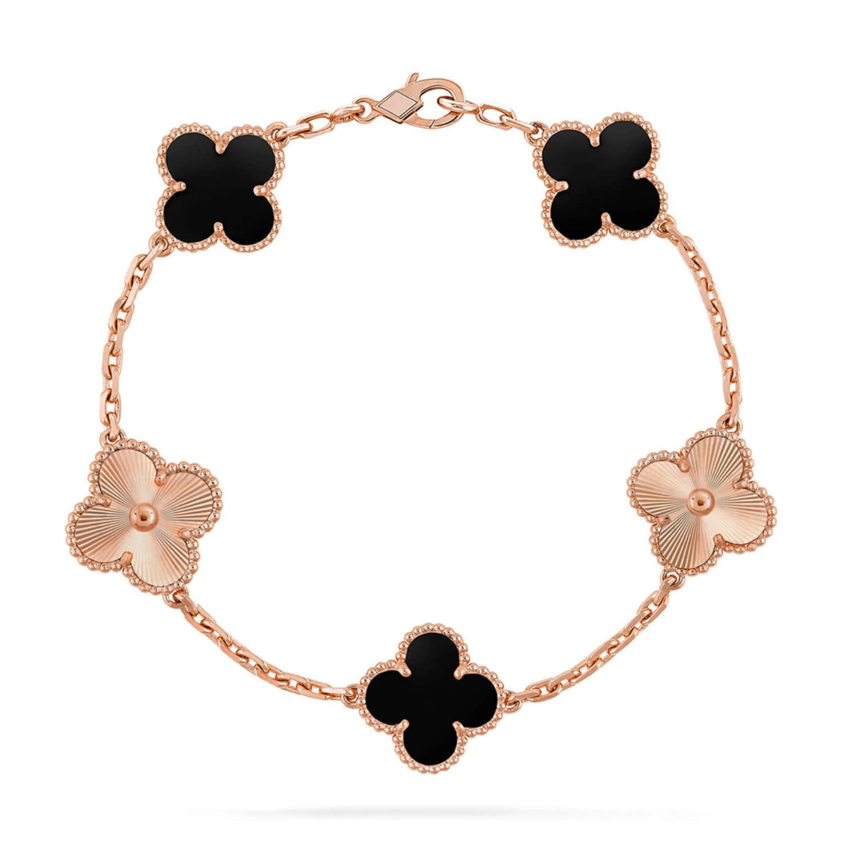 [Aetheris]LUCKY CLOVER 5-MOTIV-ARMBAND – BLACK ONYX KOLLEKTION