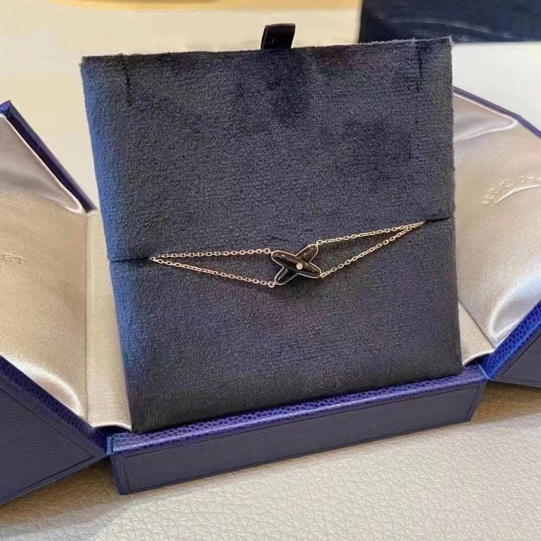 [Aetheris]JEUX BRACELET ONYX ROSE GOLD 1 DIAMOND