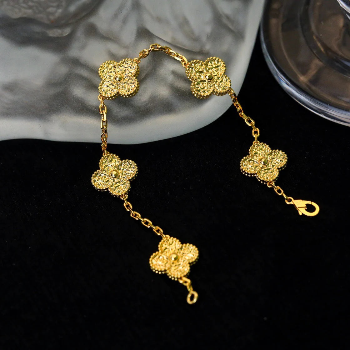 [Aetheris]LUCKY CLOVER 5-MOTIF BRACELET - BRONZING