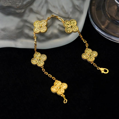 [Aetheris]LUCKY CLOVER 5-MOTIF BRACELET - BRONZING