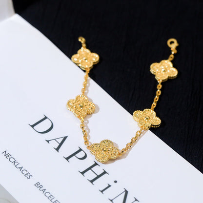 [Aetheris]LUCKY CLOVER 5-MOTIF BRACELET - BRONZING
