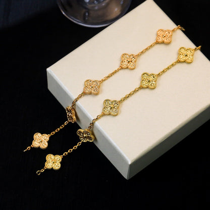 [Aetheris]LUCKY CLOVER 5-MOTIF BRACELET - BRONZING