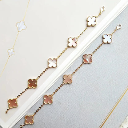 [Aetheris]LUCKY CLOVER 5-MOTIF BRACELET – KOLLEKTION ROSAFARBENES PERLMUTT