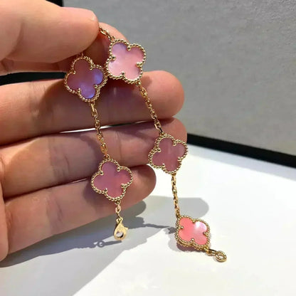 [Aetheris]LUCKY CLOVER 5-MOTIF BRACELET – KOLLEKTION ROSAFARBENES PERLMUTT