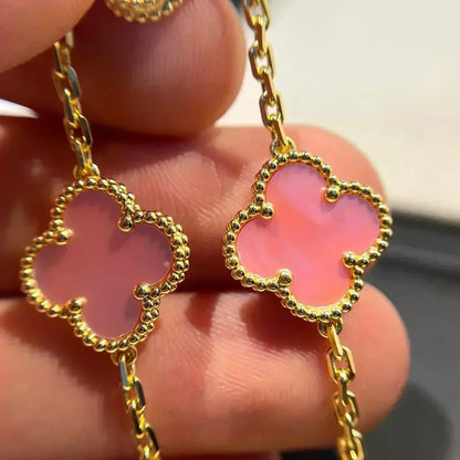 [Aetheris]LUCKY CLOVER 5-MOTIF BRACELET – KOLLEKTION ROSAFARBENES PERLMUTT