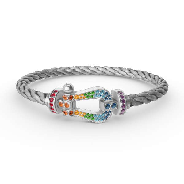 [Aetheris]FORCE LARGE HORSESHOE COLORED DIAMOND BRACELET - WHITE GOLD