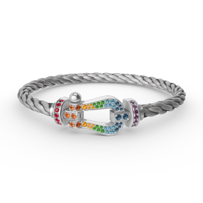 [Aetheris]FORCE LARGE HORSESHOE COLORED DIAMOND BRACELET - WHITE GOLD