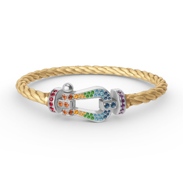 [Aetheris]FORCE LARGE HORSESHOE COLORED DIAMOND BRACELET - WHITE GOLD