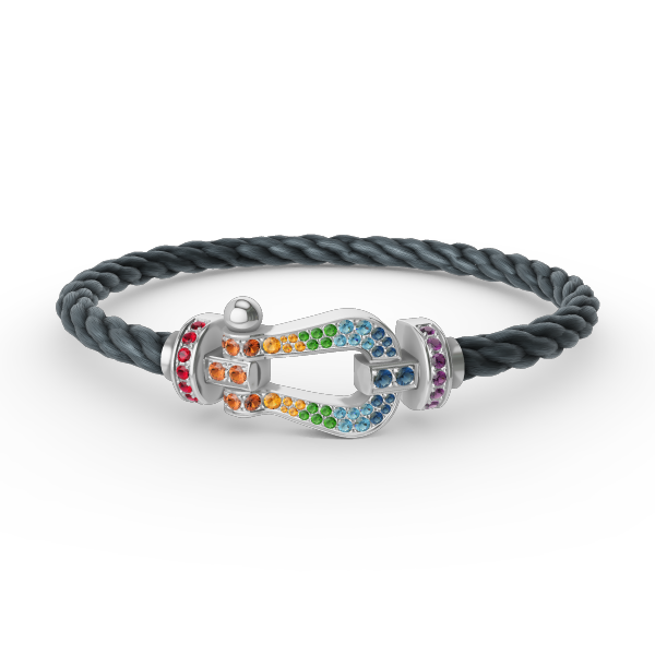 [Aetheris]FORCE LARGE HORSESHOE COLORED DIAMOND BRACELET - WHITE GOLD