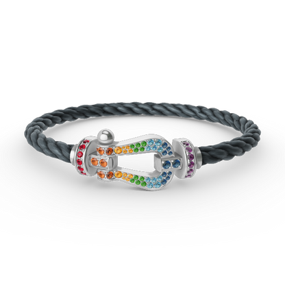 [Aetheris]FORCE LARGE HORSESHOE COLORED DIAMOND BRACELET - WHITE GOLD