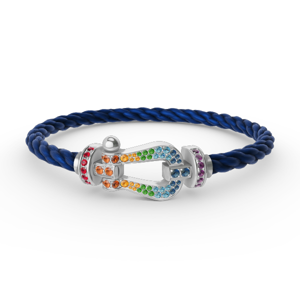 [Aetheris]FORCE LARGE HORSESHOE COLORED DIAMOND BRACELET - WHITE GOLD