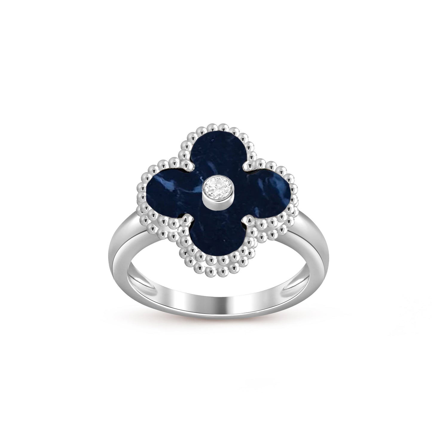 [Aetheris]LUCKY CLOVER DIAMOND-ACCENT WHITE GOLD RING COLLECTION