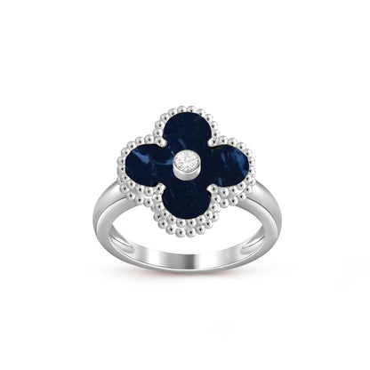 [Aetheris]LUCKY CLOVER DIAMOND-ACCENT WHITE GOLD RING COLLECTION