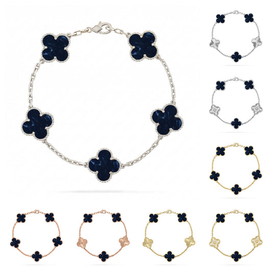 [Aetheris]LUCKY CLOVER 5-MOTIF BRACELET - PIETERSITE COLLECTION