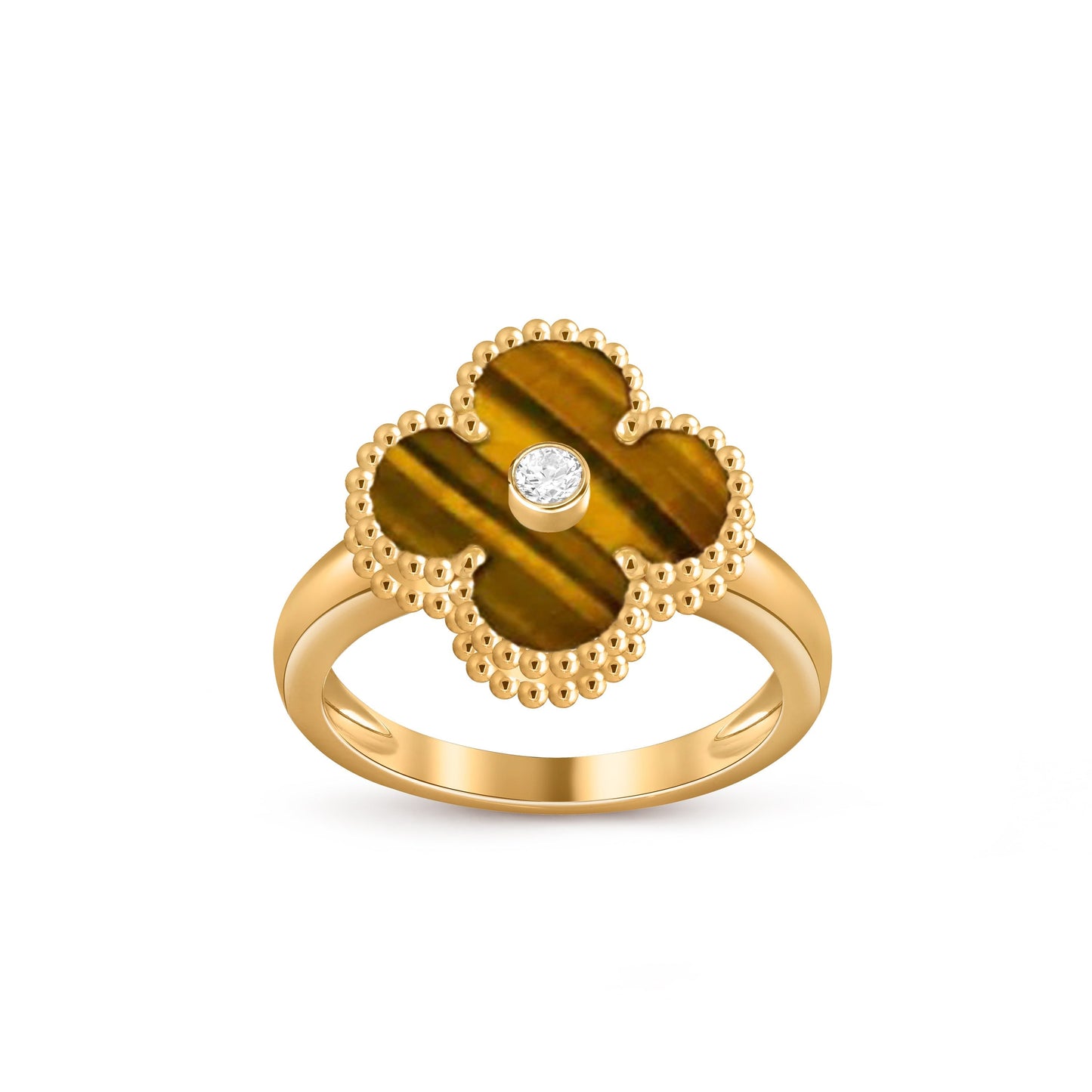 [Aetheris]LUCKY CLOVER DIAMOND-ACCENT GOLD RING COLLECTION