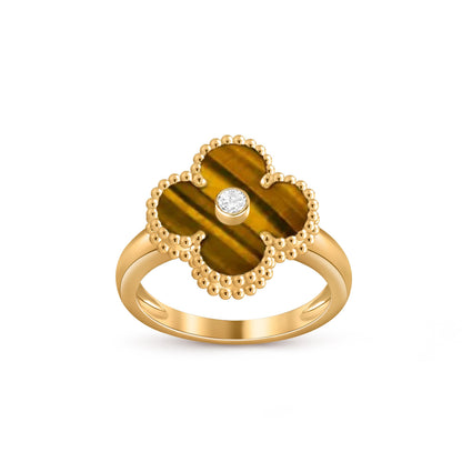 [Aetheris]LUCKY CLOVER DIAMOND-ACCENT GOLD RING COLLECTION
