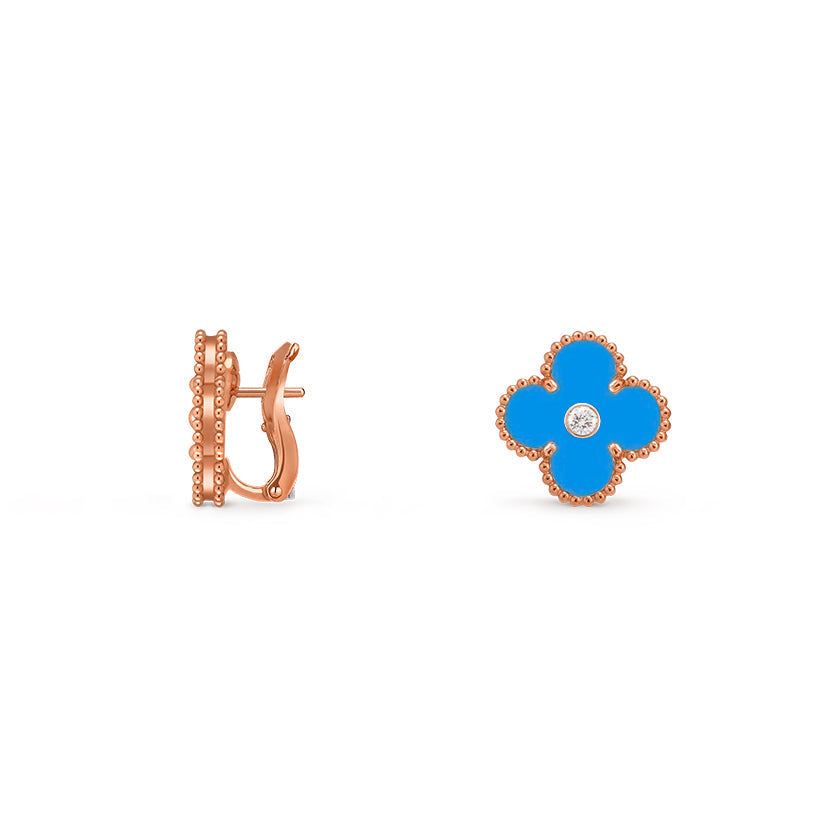 [Aetheris]15MM KLEEBLÜTEN OHRSTECKER DIAMANT-ROSÉGOLD KOLLEKTION