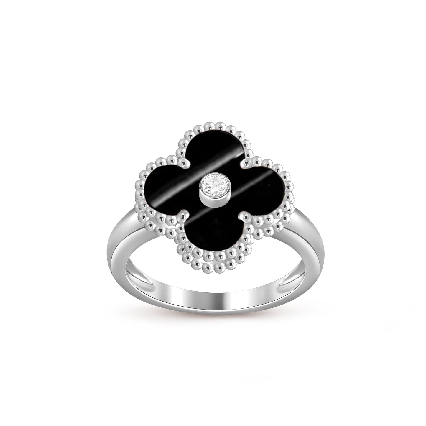 [Aetheris]LUCKY CLOVER DIAMOND-ACCENT WHITE GOLD RING COLLECTION