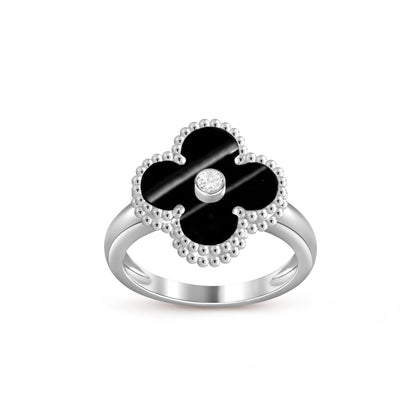 [Aetheris]LUCKY CLOVER DIAMOND-ACCENT WHITE GOLD RING COLLECTION