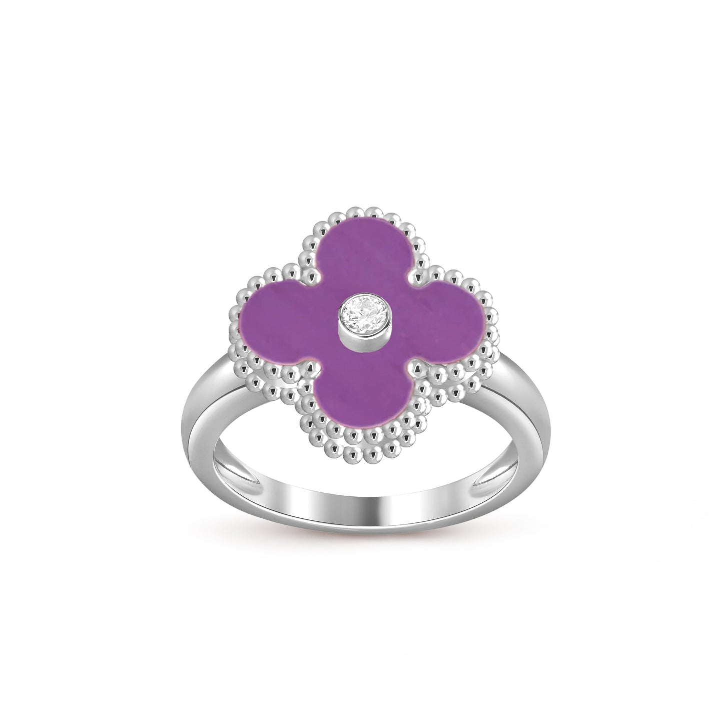 [Aetheris]LUCKY CLOVER DIAMOND-ACCENT WHITE GOLD RING COLLECTION