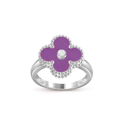[Aetheris]LUCKY CLOVER DIAMOND-ACCENT WHITE GOLD RING COLLECTION