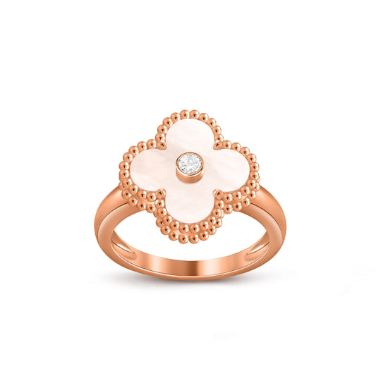 [Aetheris]LUCKY CLOVER DIAMOND-ACCENT ROSE GOLD RING COLLECTION