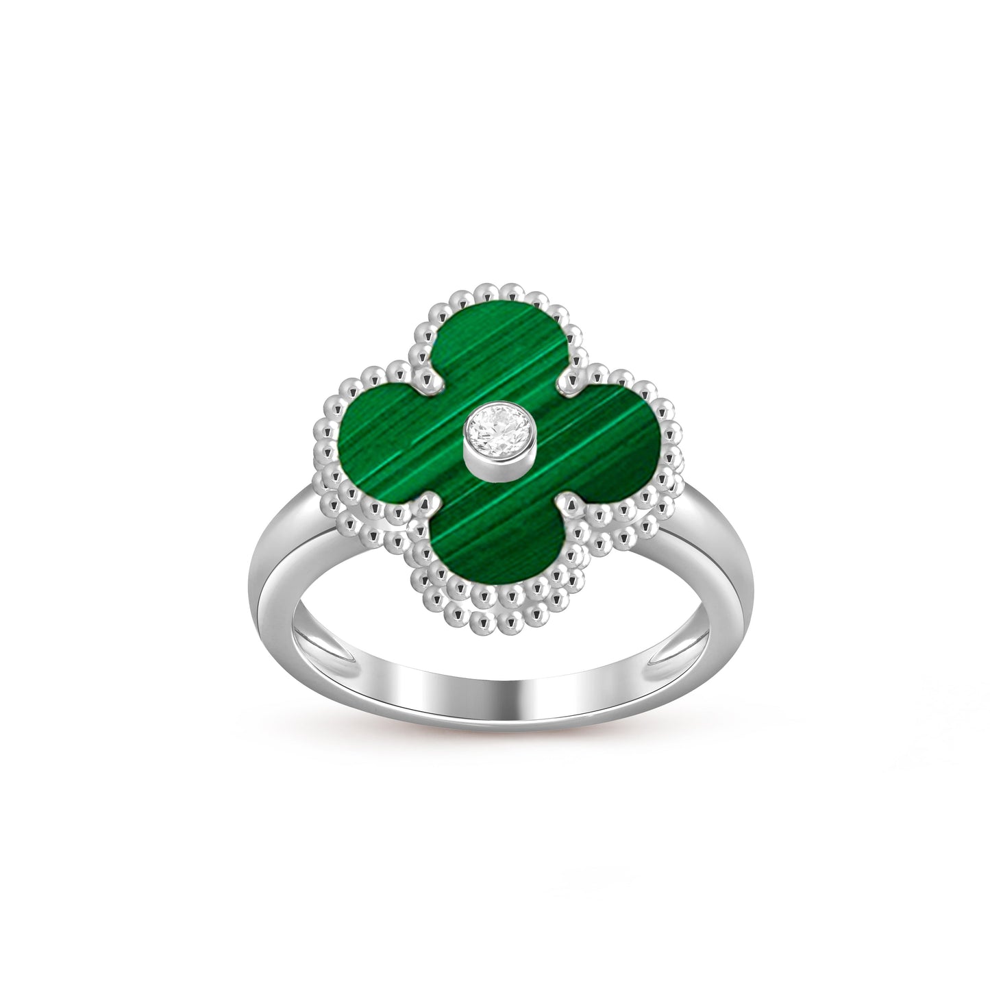 [Aetheris]LUCKY CLOVER DIAMOND-ACCENT WHITE GOLD RING COLLECTION