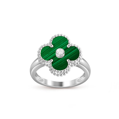 [Aetheris]LUCKY CLOVER DIAMOND-ACCENT WHITE GOLD RING COLLECTION