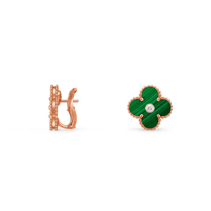 [Aetheris]15MM KLEEBLÜTEN OHRSTECKER DIAMANT-ROSÉGOLD KOLLEKTION