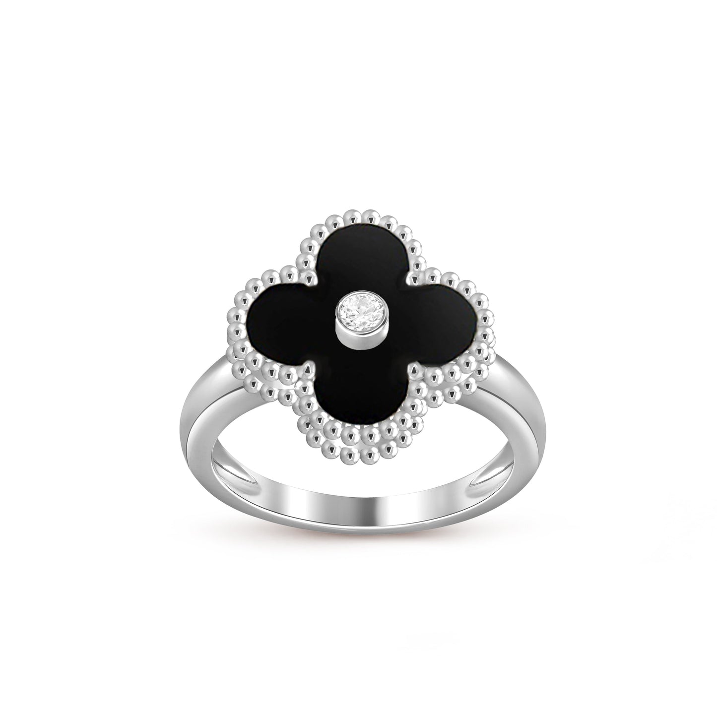 [Aetheris]LUCKY CLOVER DIAMOND-ACCENT WHITE GOLD RING COLLECTION