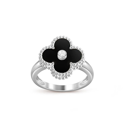[Aetheris]LUCKY CLOVER DIAMOND-ACCENT WHITE GOLD RING COLLECTION
