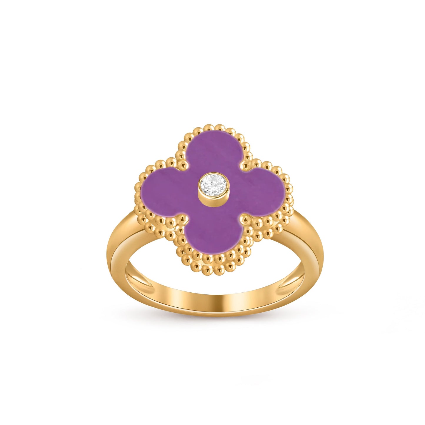 [Aetheris]LUCKY CLOVER DIAMOND-ACCENT GOLD RING COLLECTION